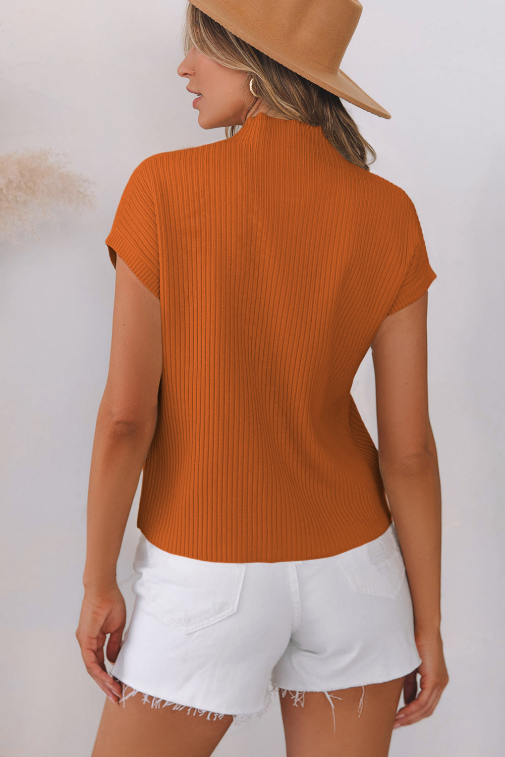 Patch Pocket Ribbed Knit Sweater in Autumn Flame