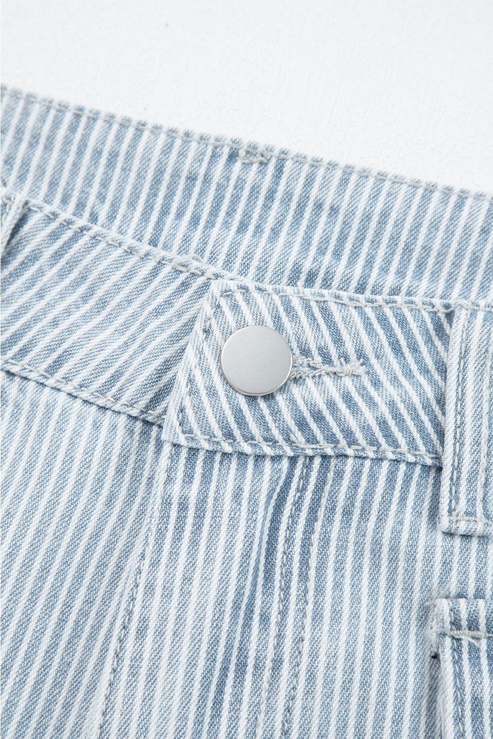 Sky Blue Striped Wide Leg Jeans