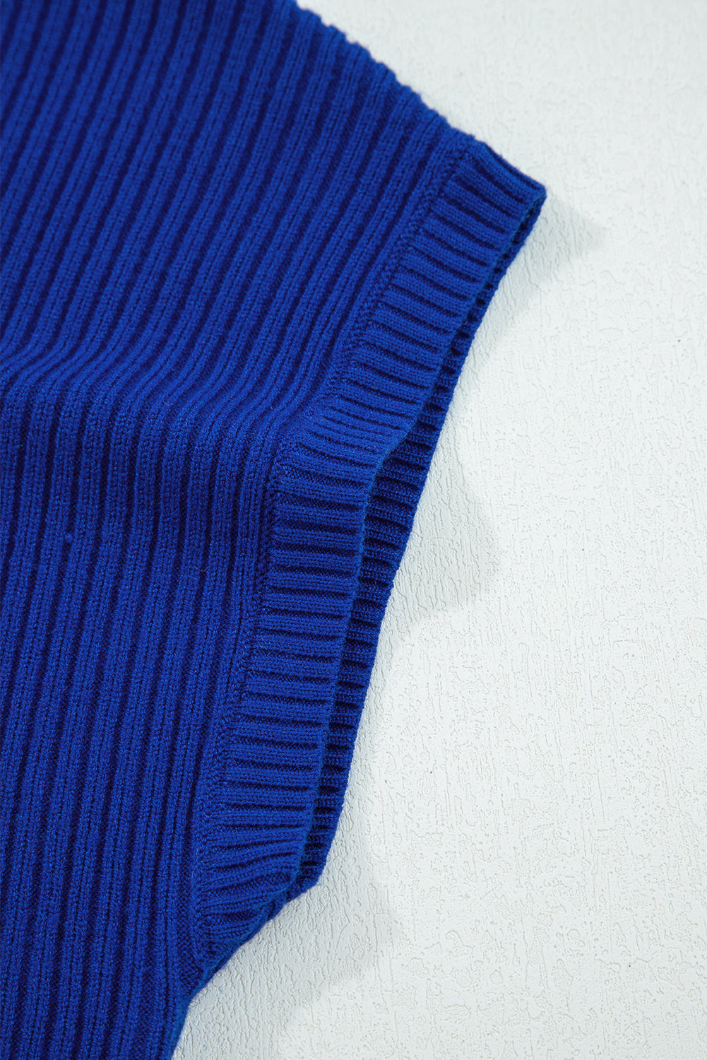 Patch Pocket Ribbed Knit Sweater in Dark Blue