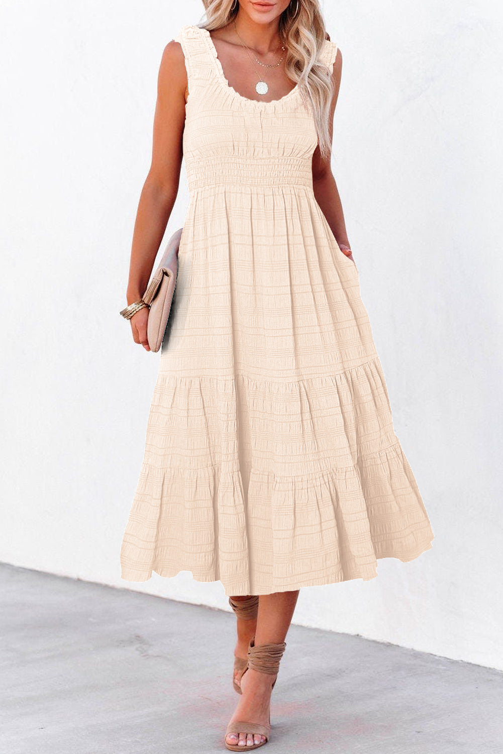 Pastel Pleated Midi Dress