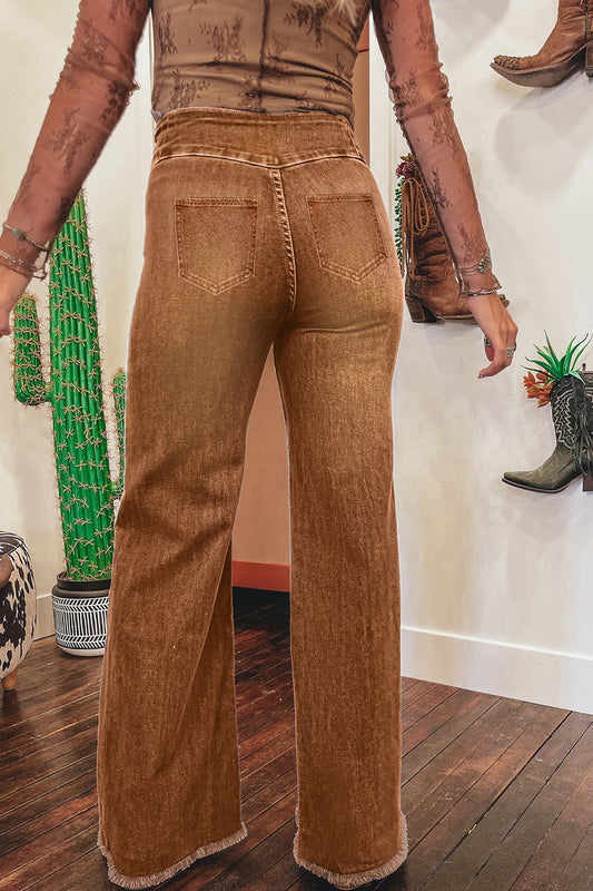 Button Fly Flare Jeans in 2 Colors