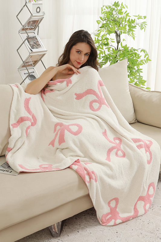 Pink Bow CozyThrow Blanket