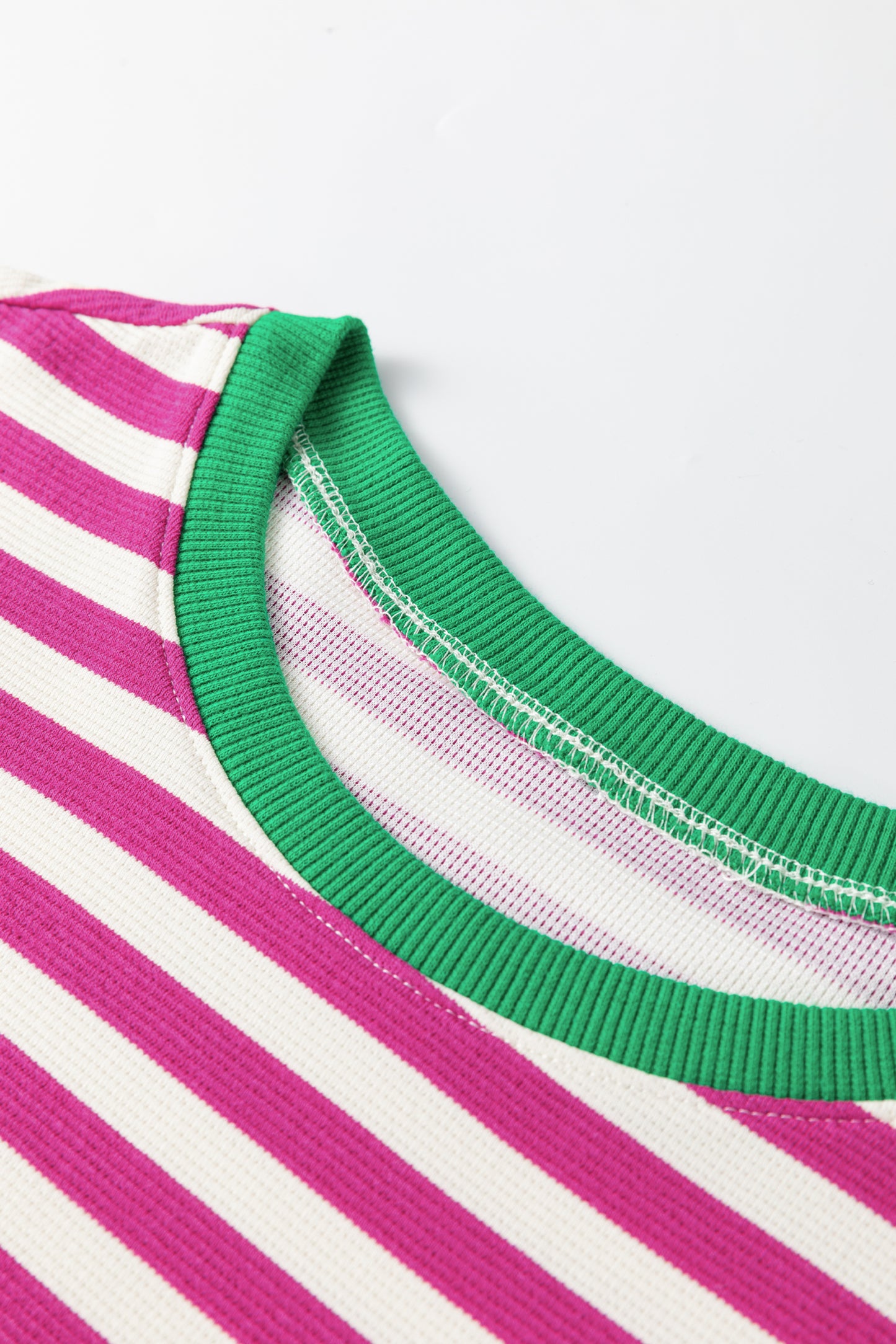 Striped Puff Sleeve Round Neck Tee