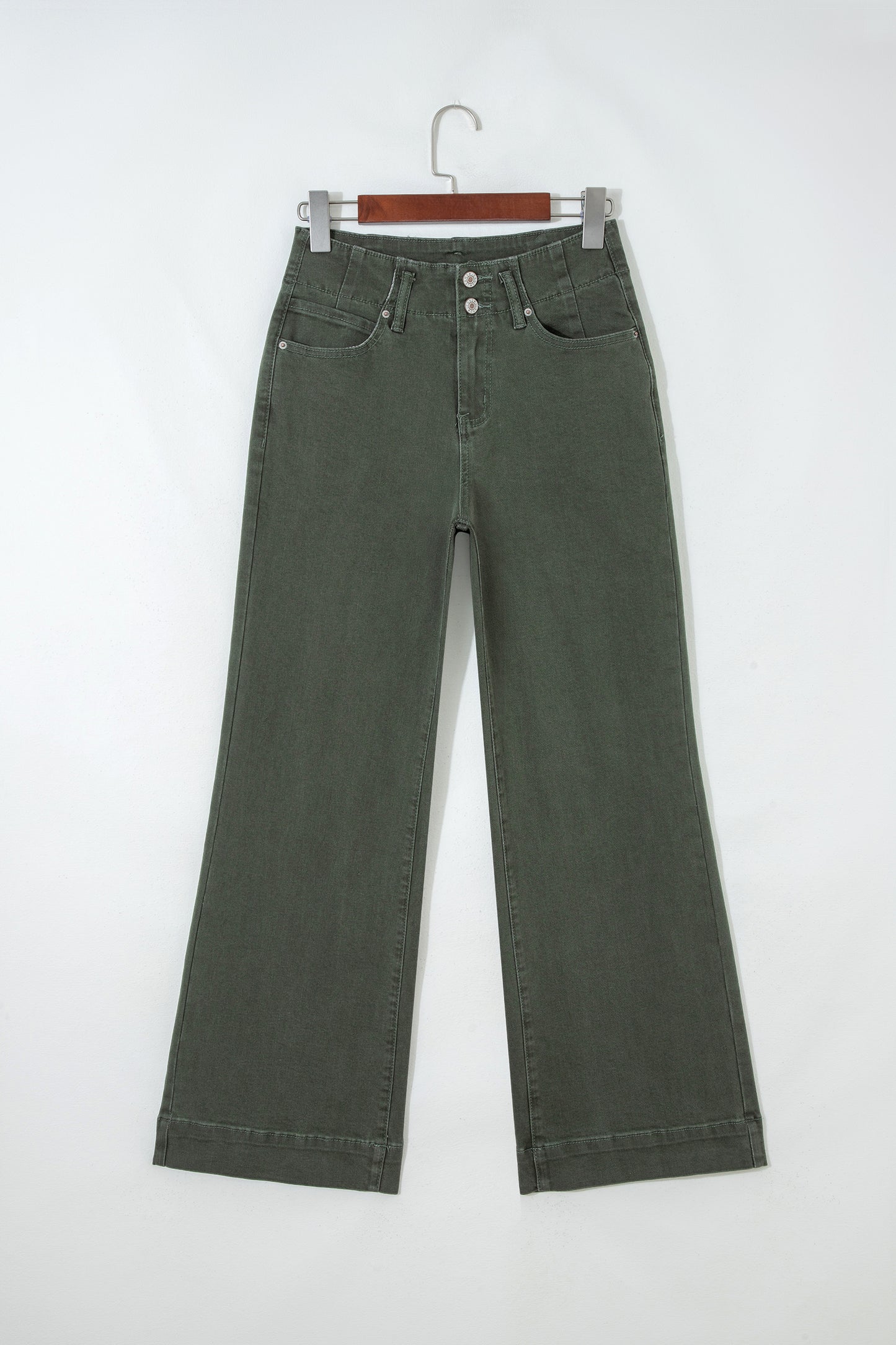 Double-Button High Waist Flared Bottom Jeans