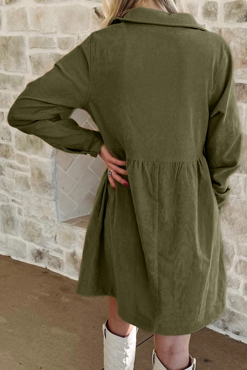 Vineyard Green Corduroy Mini Dress