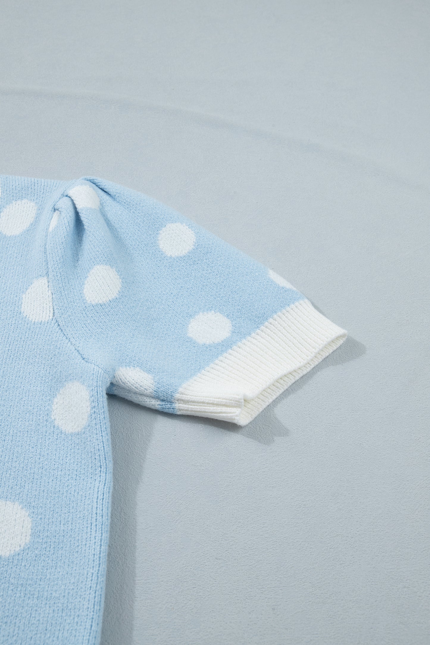 Polka Dot Puff Short Sleeve Sweater