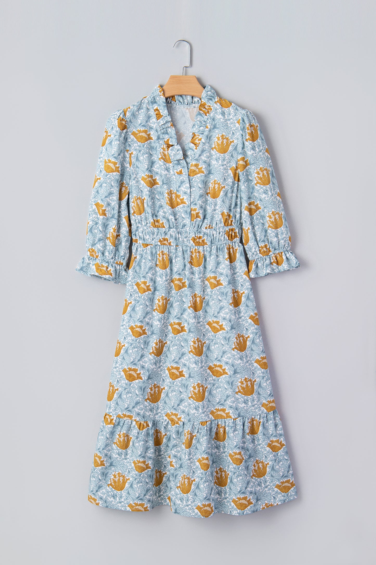 Floral Print Frilled Neck Dress