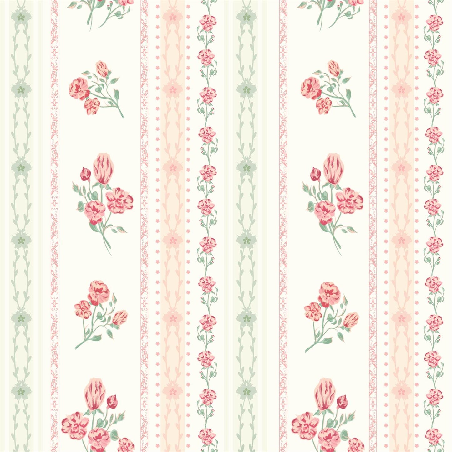 Pink Floral Contrast Piping 2pc Pajamas Set