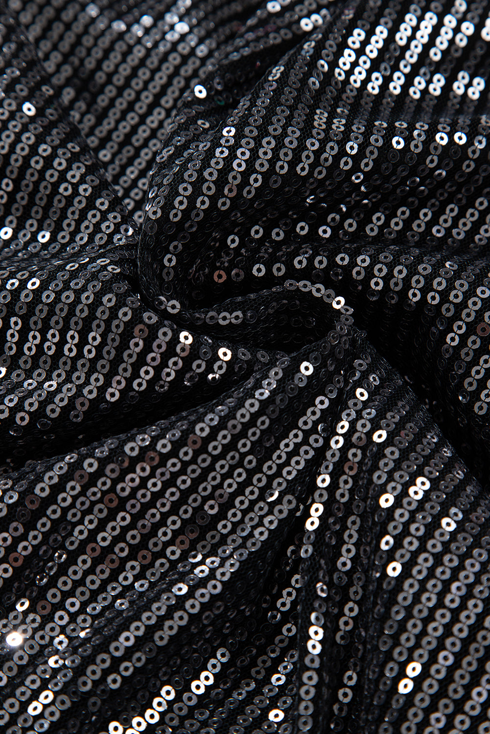 Black Sequin Mesh Long Sleeve Bodysuit