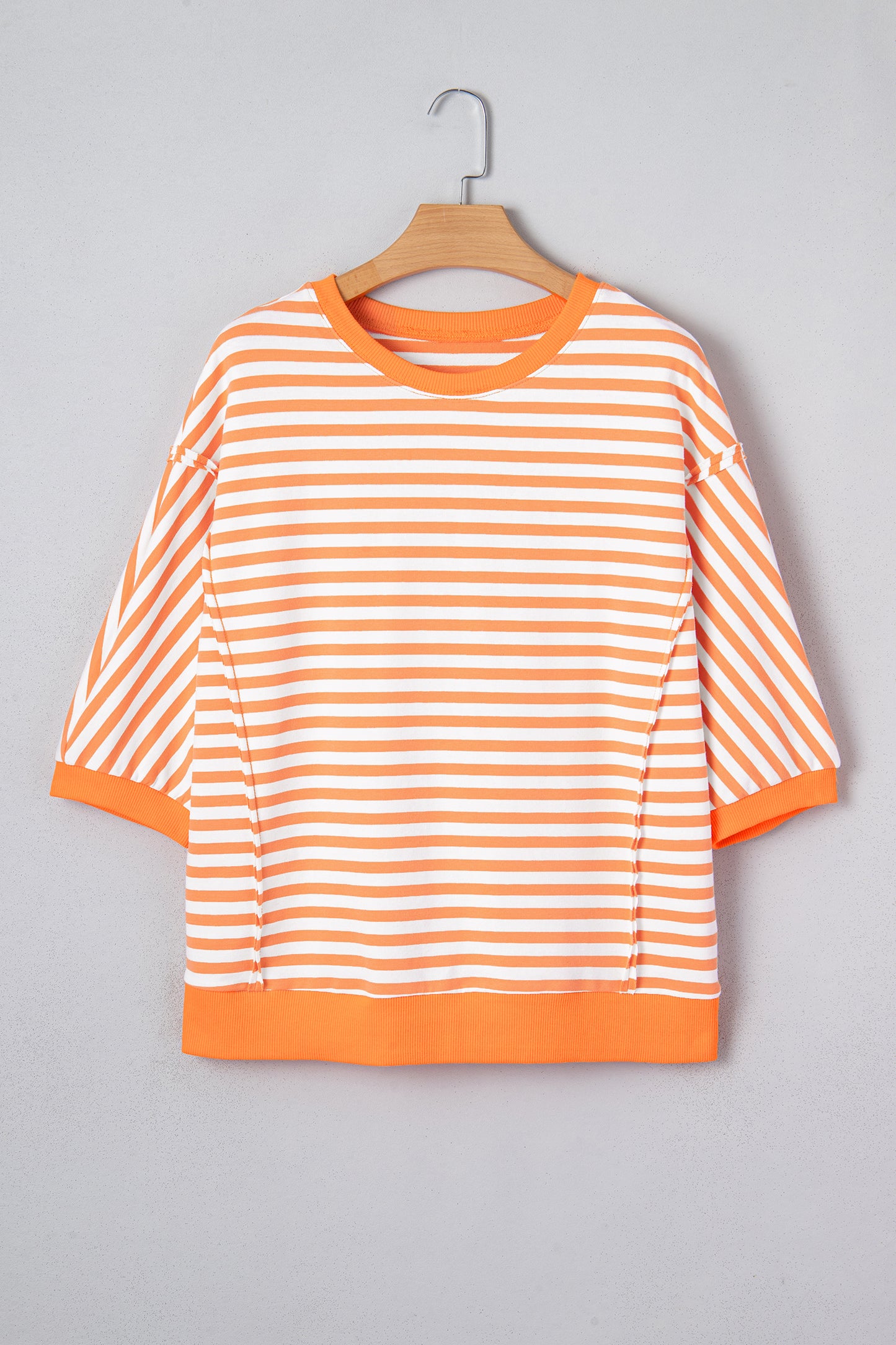 Orange Striped Pullover Top