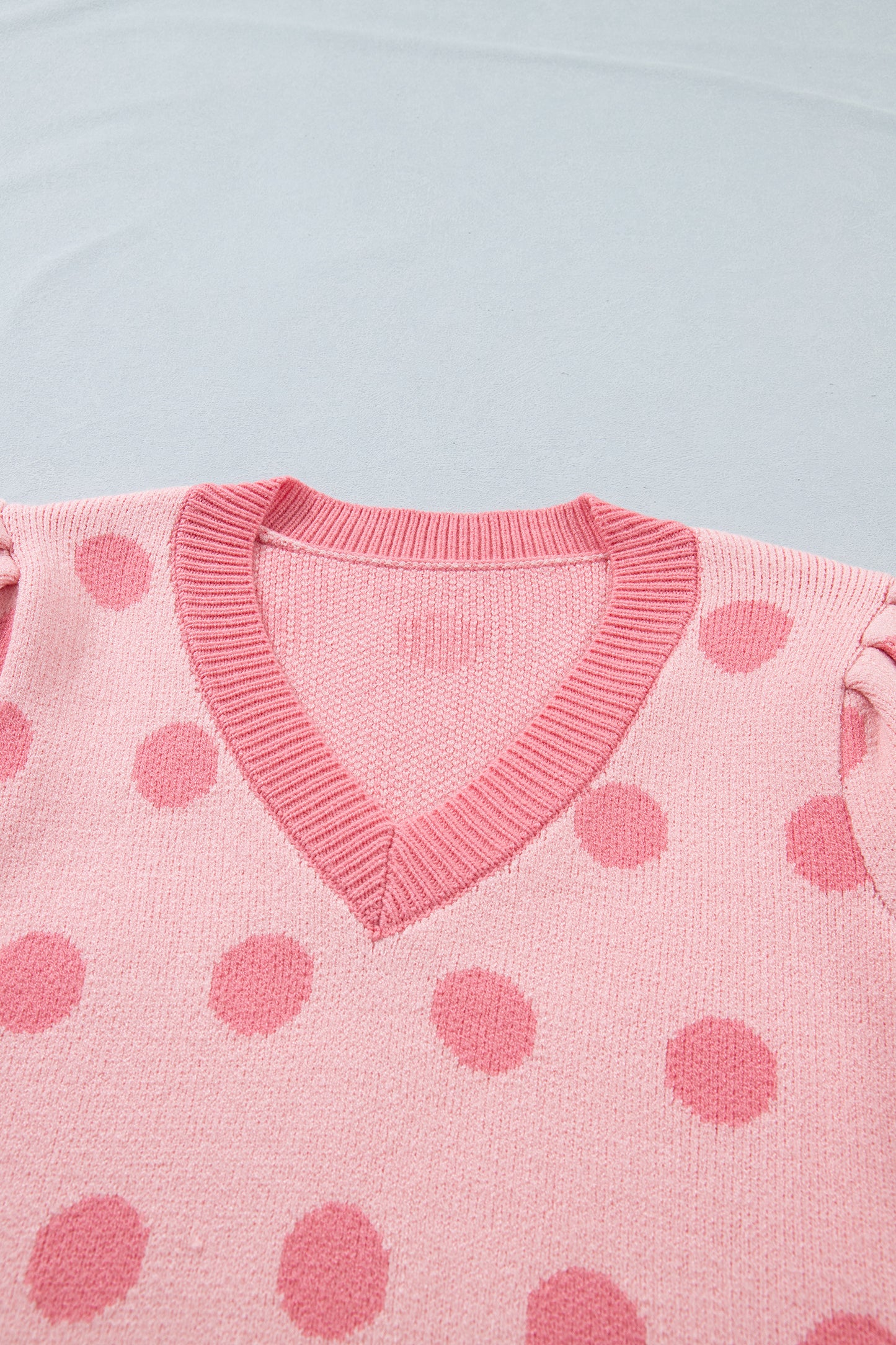 Polka Dot Puff Short Sleeve Sweater