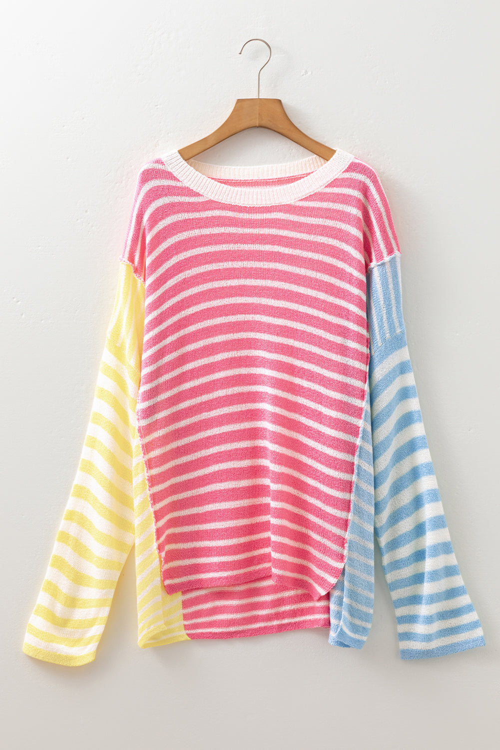 Multicolor Exposed Seam Plus Size Sweater