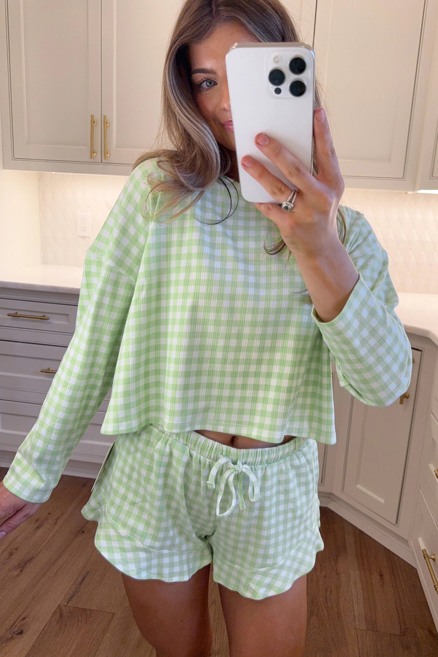 Green Gingham 2pc Lounge Set
