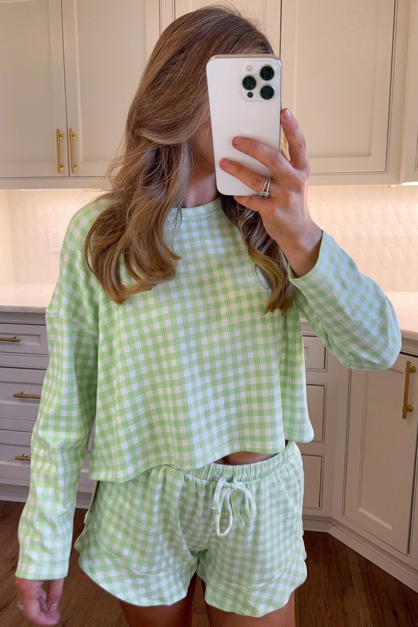 Green Gingham 2pc Lounge Set