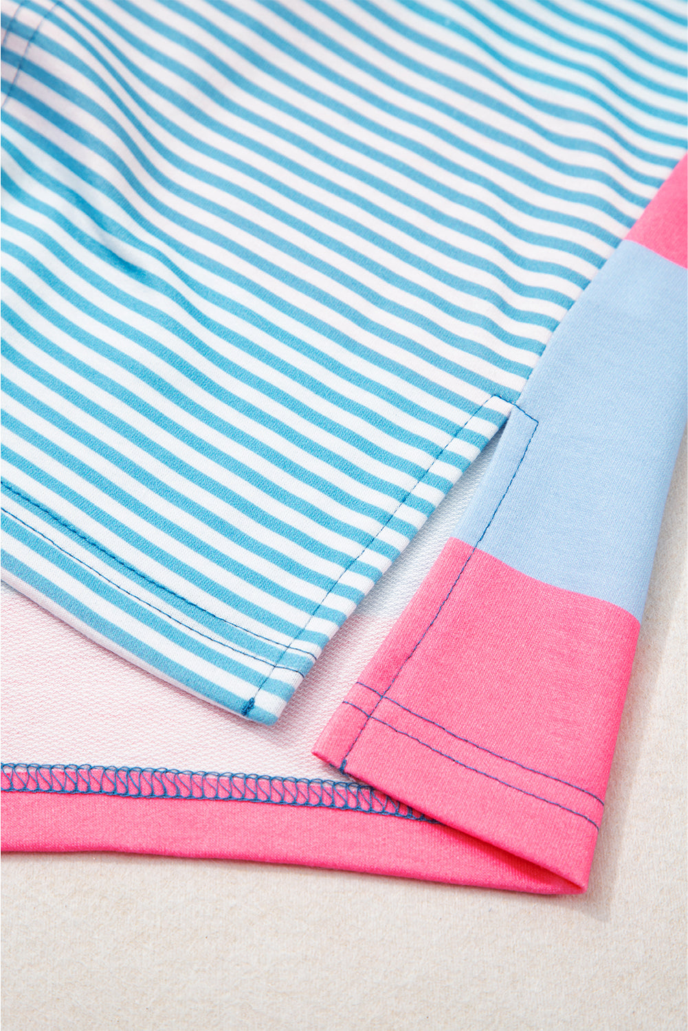 Blue & Pink Colorblock Plus Size Pullover