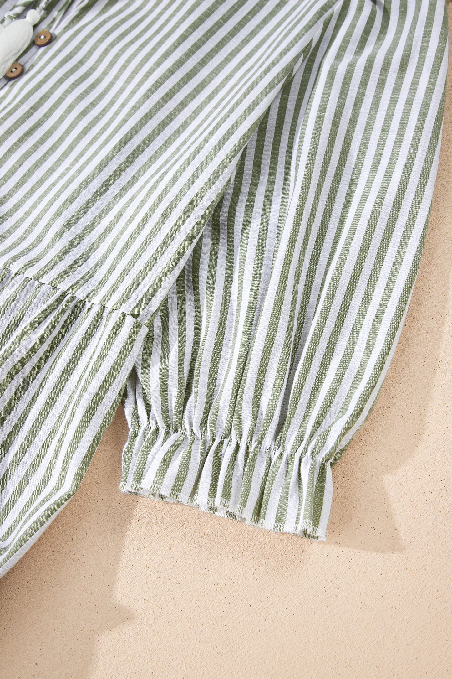 Green Stripe Ruffle Tiered Dress