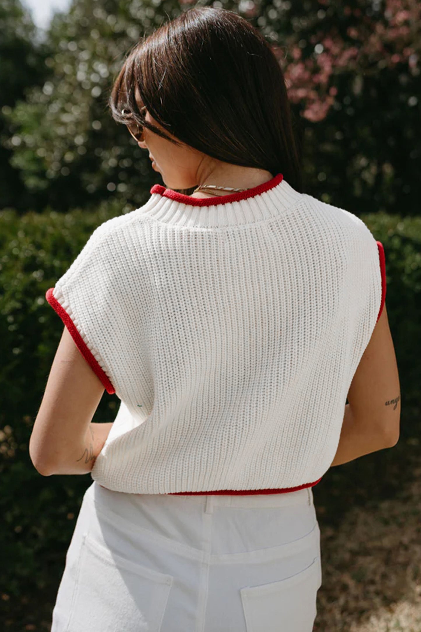 White Flag Cropped Sweater