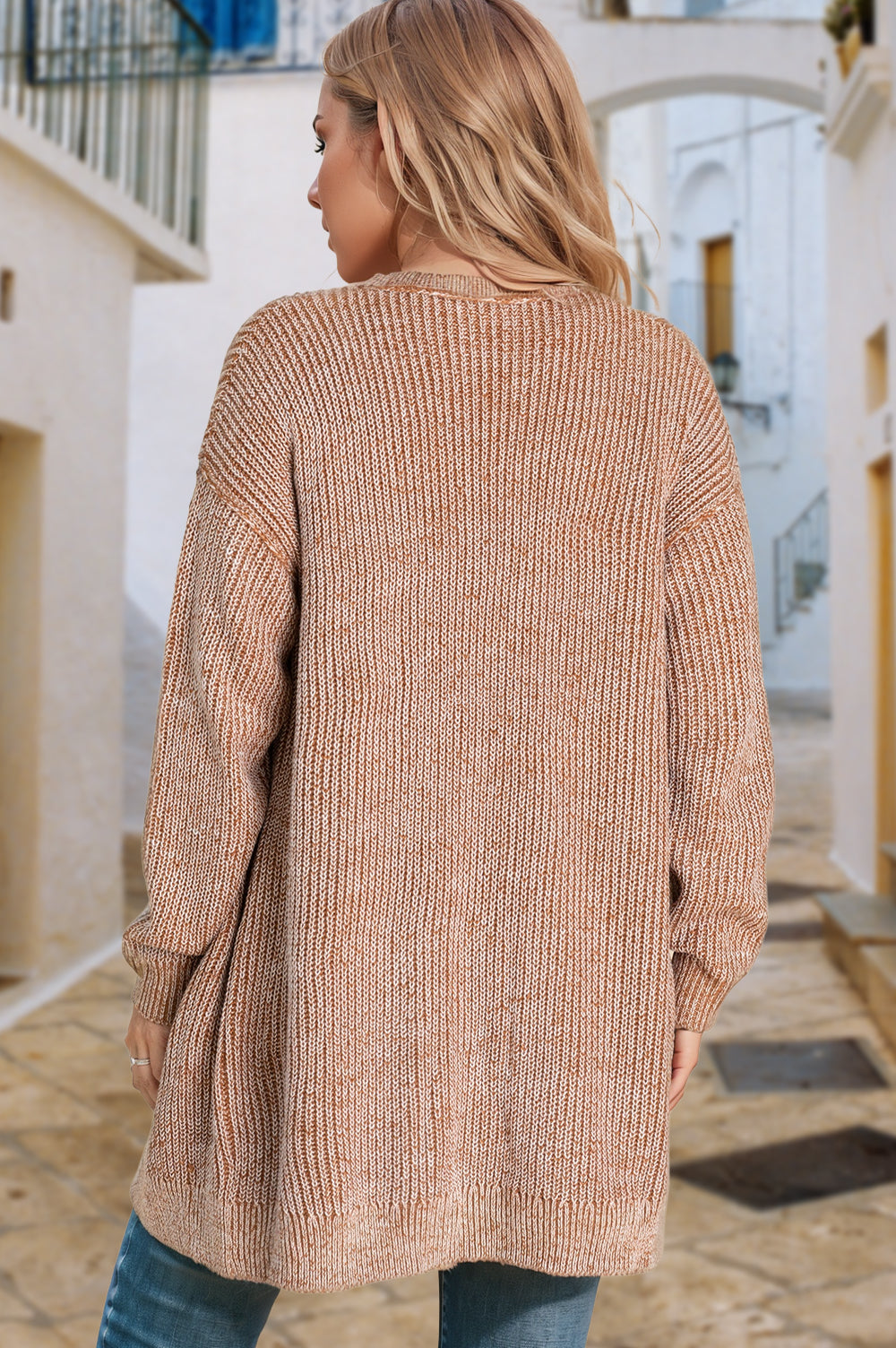 Straw Knit Cardigan with Pockets