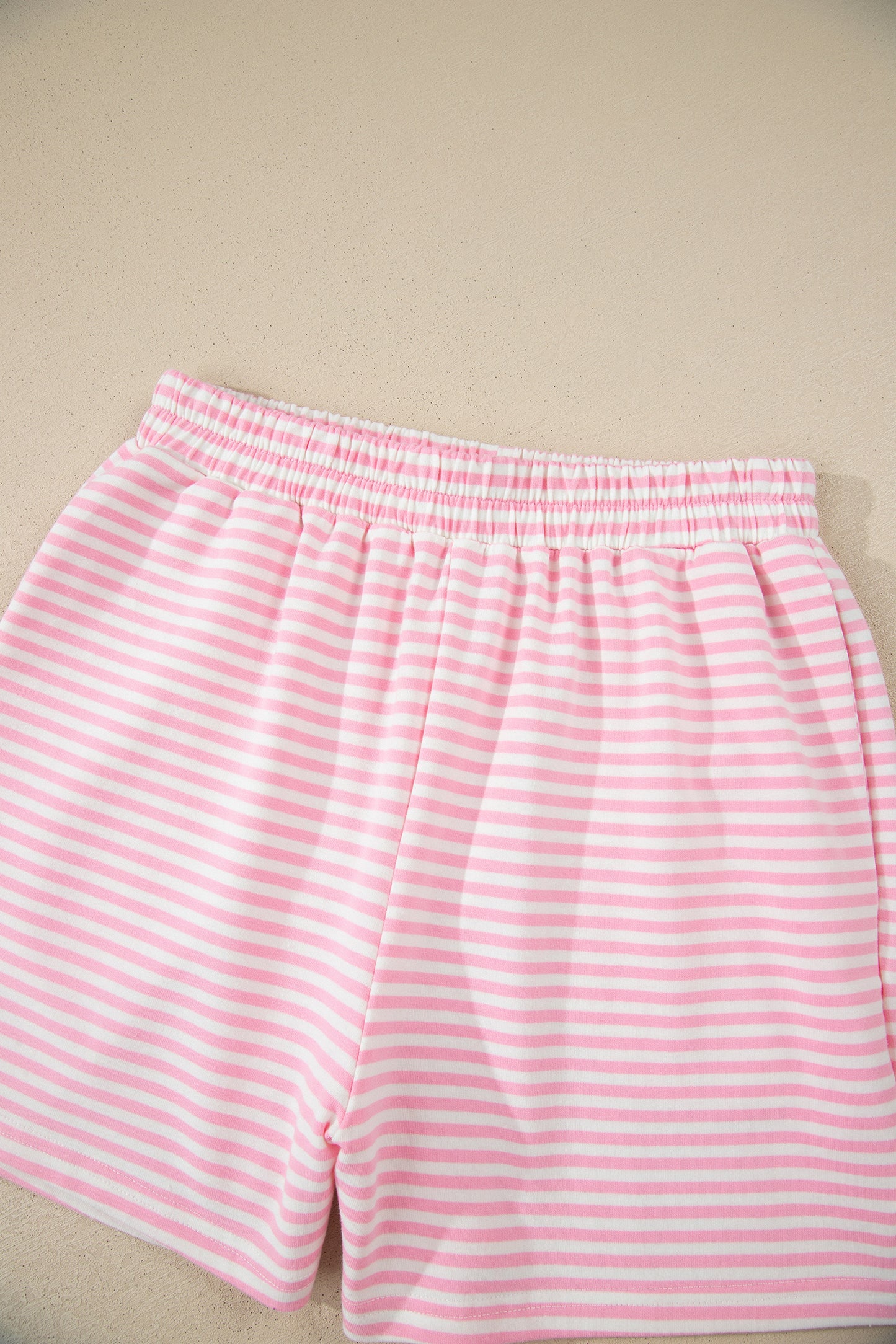 Pink Striped Sweatshirt and Shorts Set