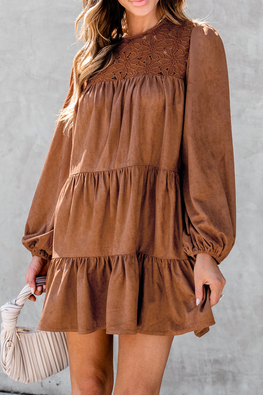 Chestnul Crochet Lace Tiered Mini Dress
