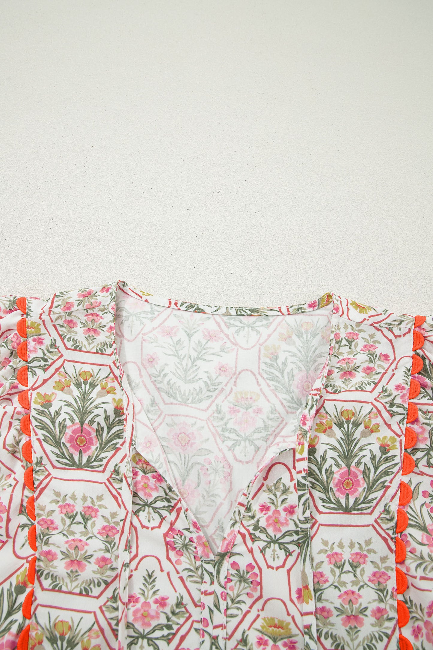 Pink Floral Scalloped Mini Dress