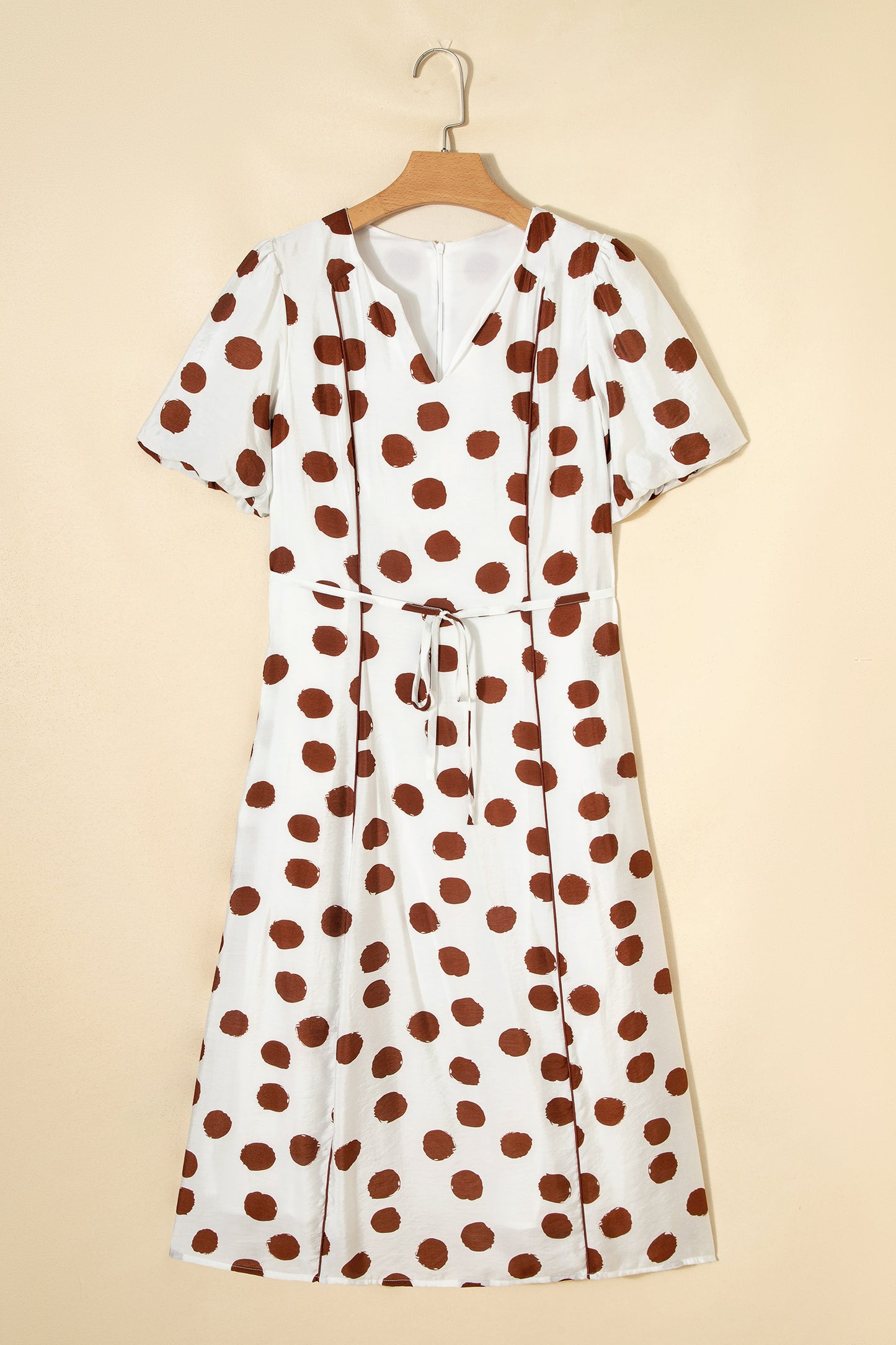 Polka Dot Tie Waist Midi Dress