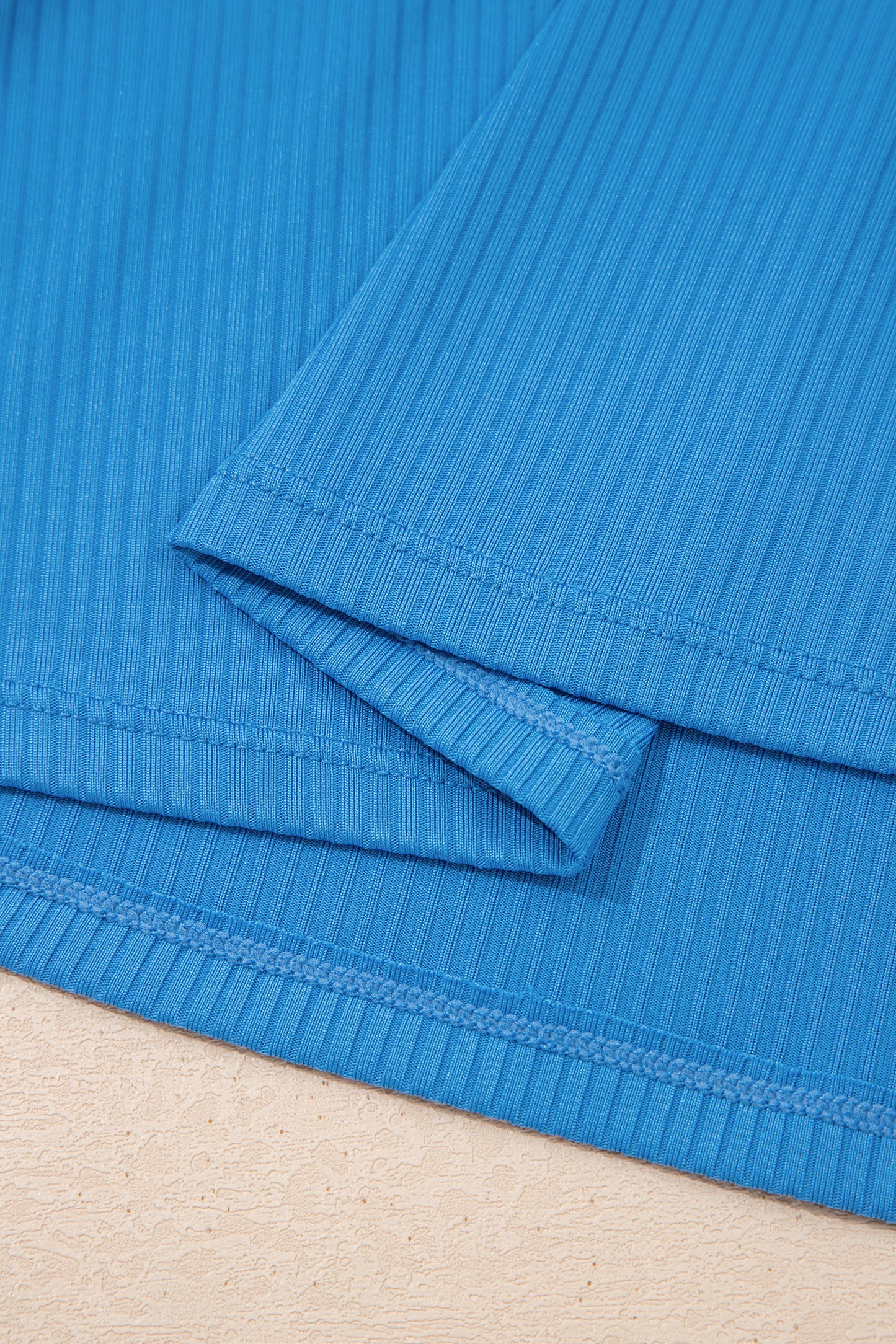 Ribbed Pocketed One-Piece Swim Dress