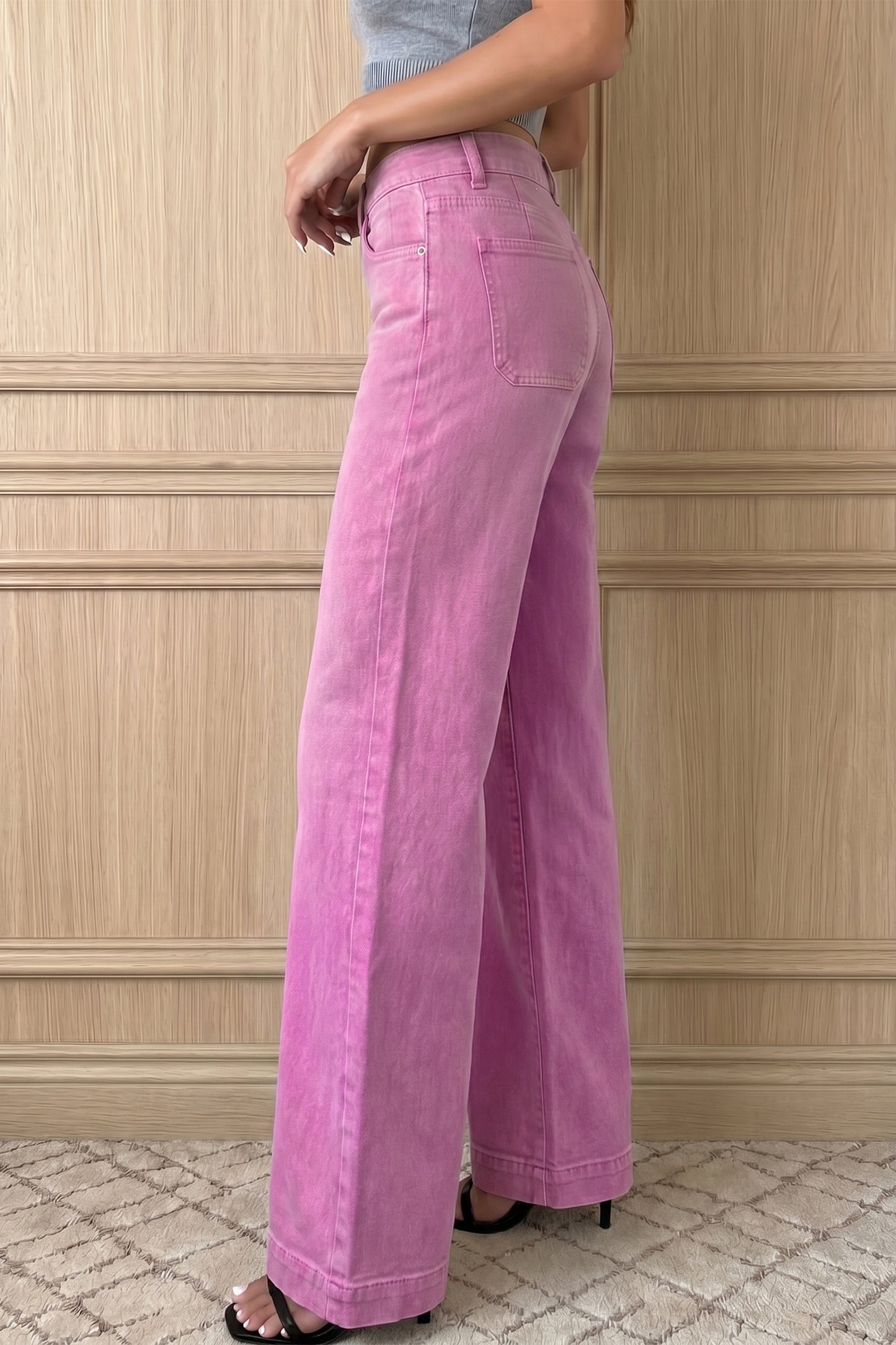 Double-Button High Waist Flared Bottom Jeans