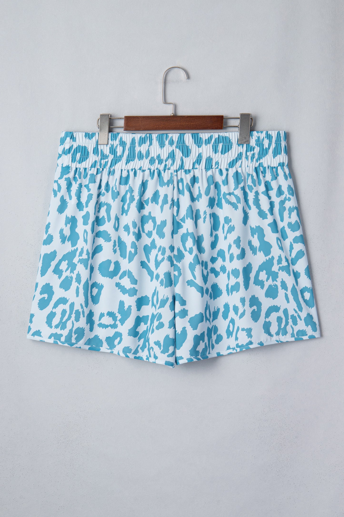 Blue Leopard Athletic Shorts in Plus Size