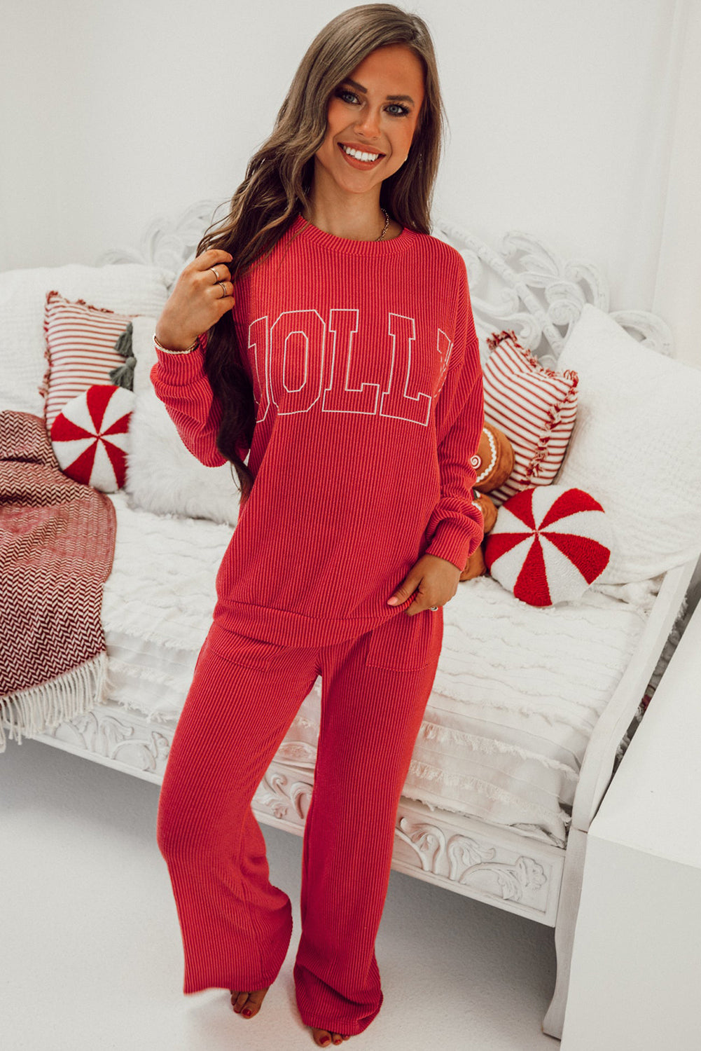 Fiery Red JOLLY Corded 2pc Lounge Set