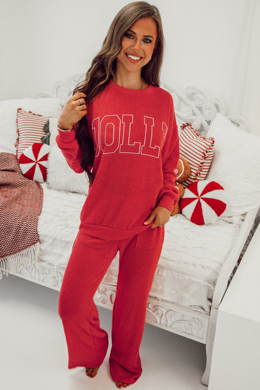 Fiery Red JOLLY Corded 2pc Lounge Set