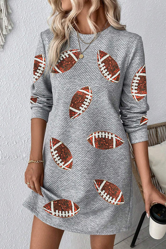 Sequined Football Long Sleeve Mini Dress