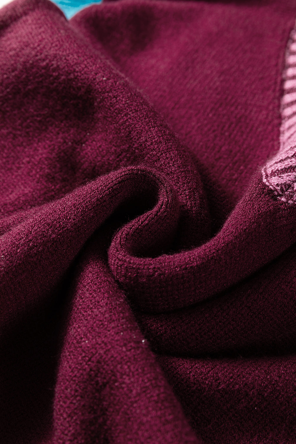 Burgundy Contrast V Neck Sweater