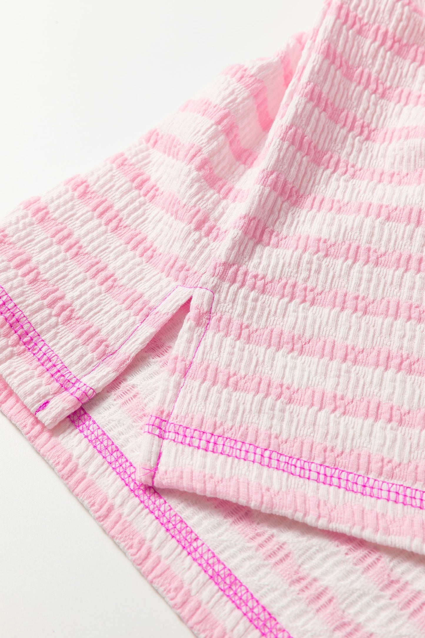 Pink Stripe Textured Knit Top