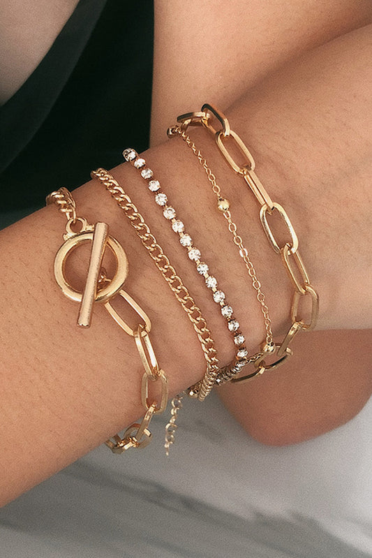 Gold Multi Layer Chain Bracelet Set
