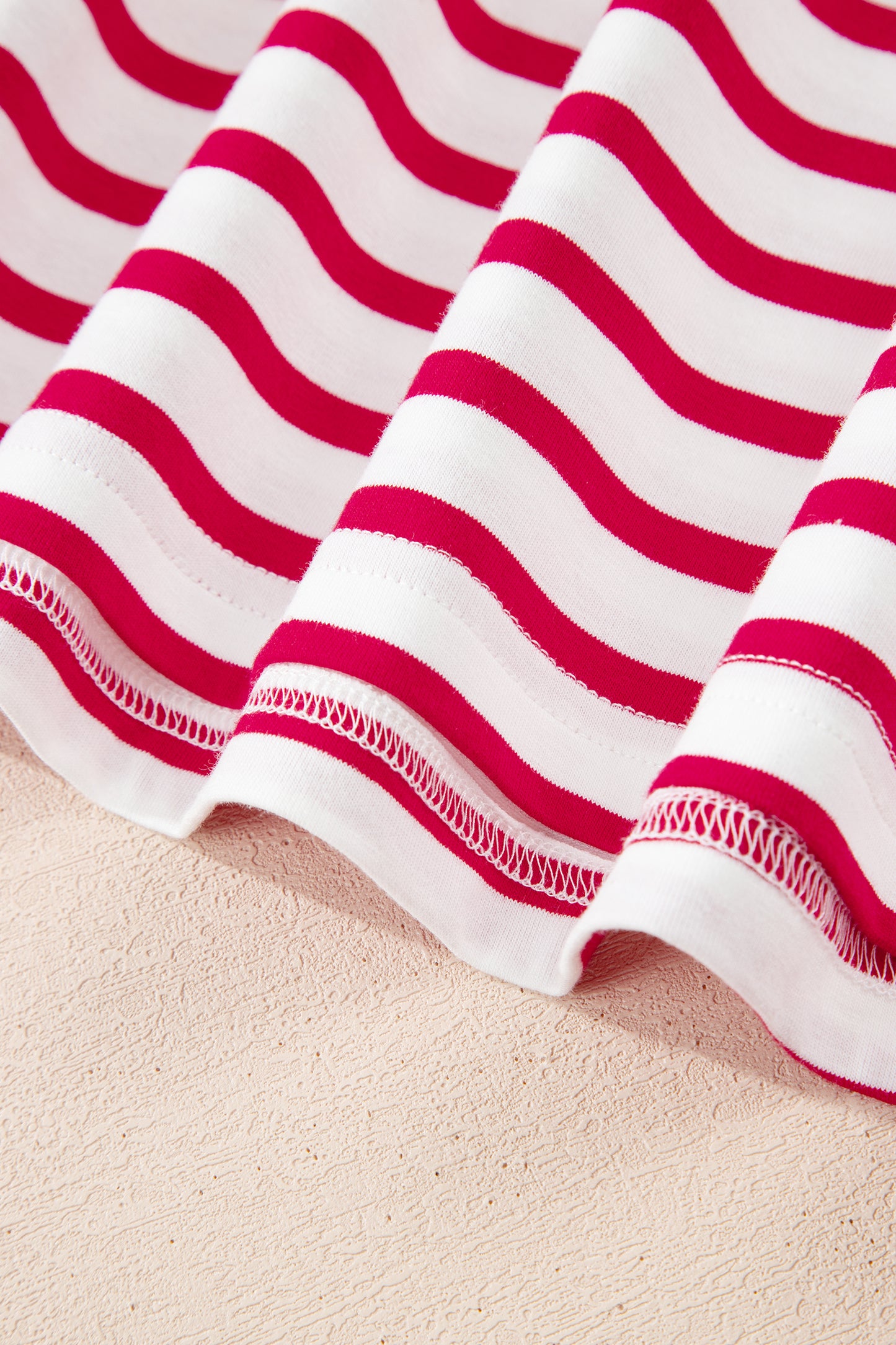Red Stripe Scalloped Trim Tee