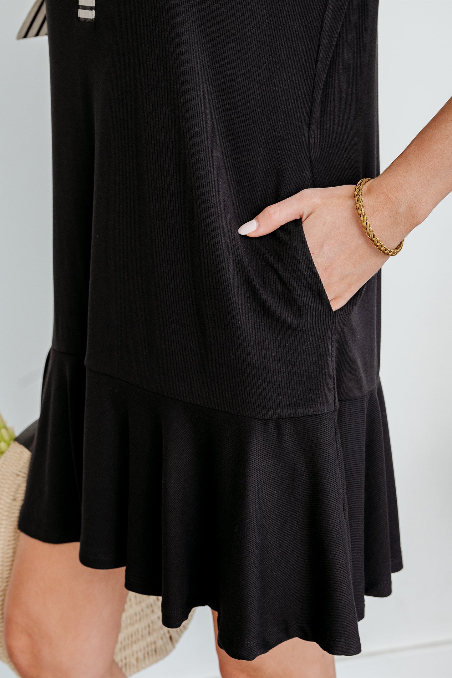 Black Stripe Detail Polo Dress