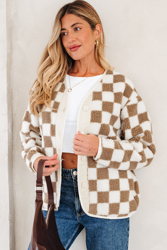 Checkered Sherpa Chunky Jacket