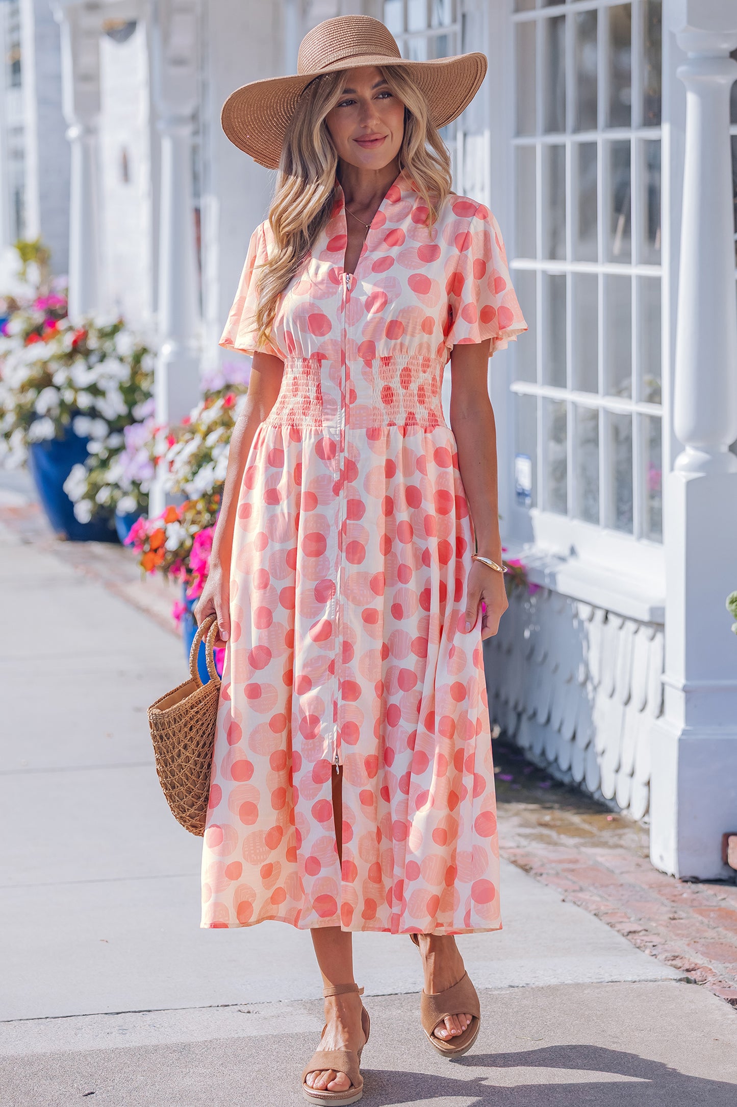 Pink Polka Zippered Dress