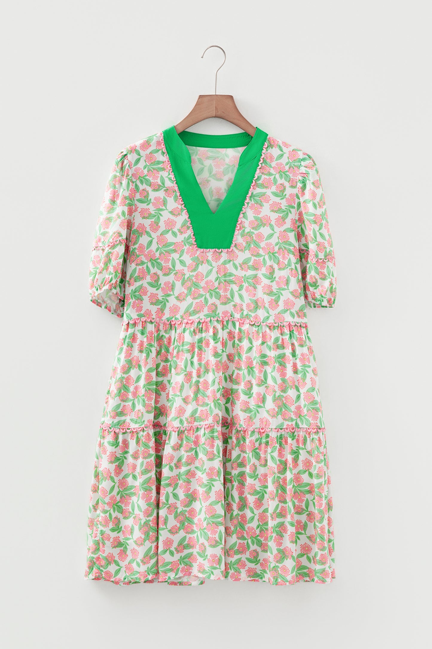 Ricrac Trim Floral Mini Dress