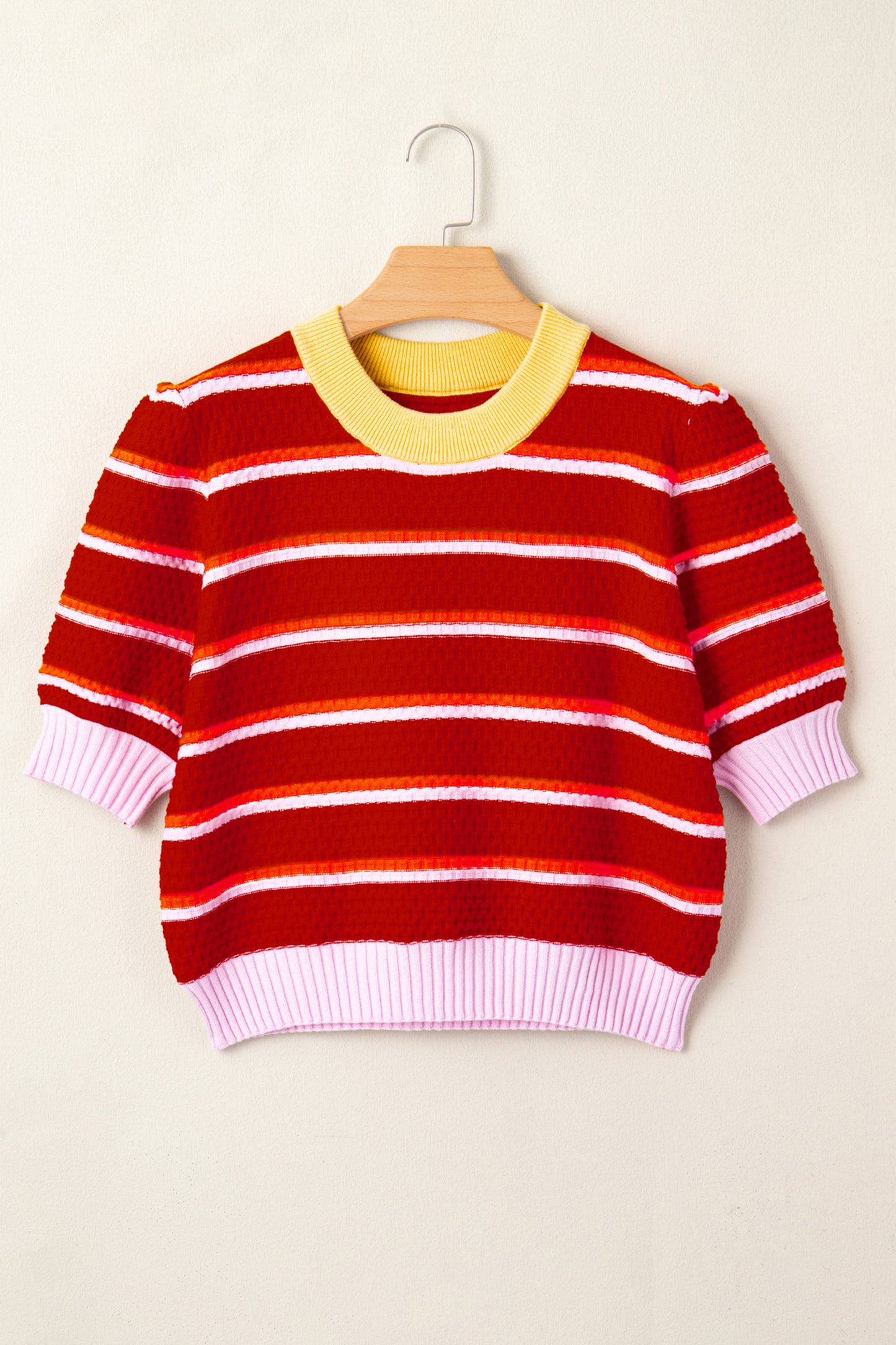 Red Stripe Colorblock Sweater
