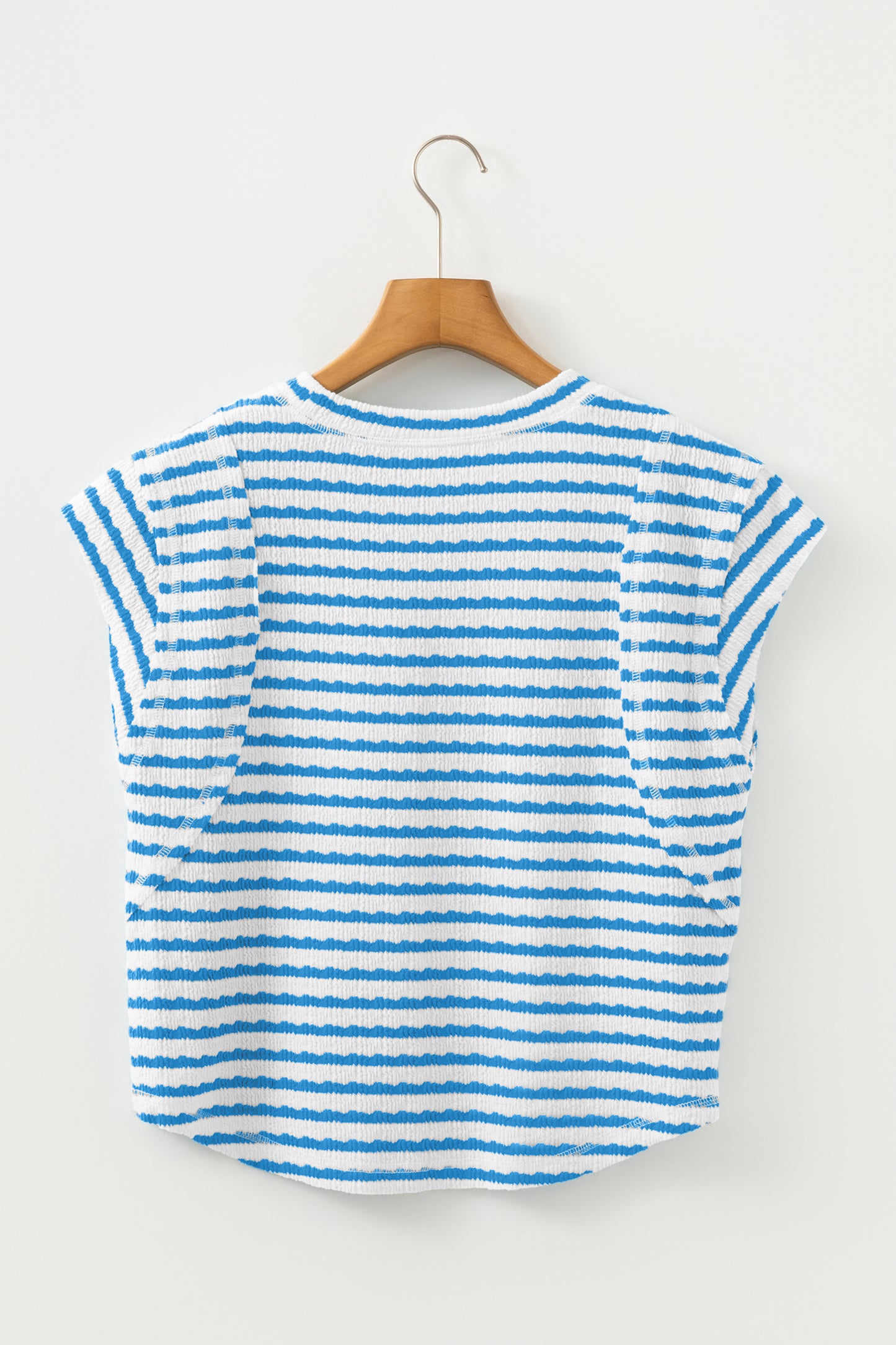 Blue Striped Textured T-Shirt