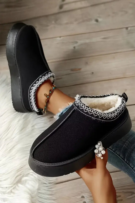Black Suede Plush Lined Boots