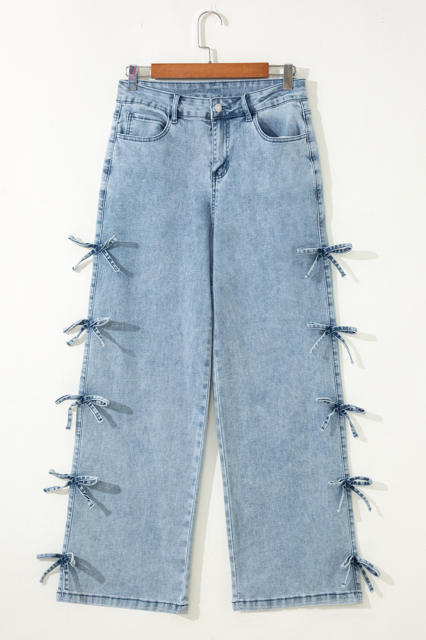 Beau Blue Bow Detail Straight Leg Jeans
