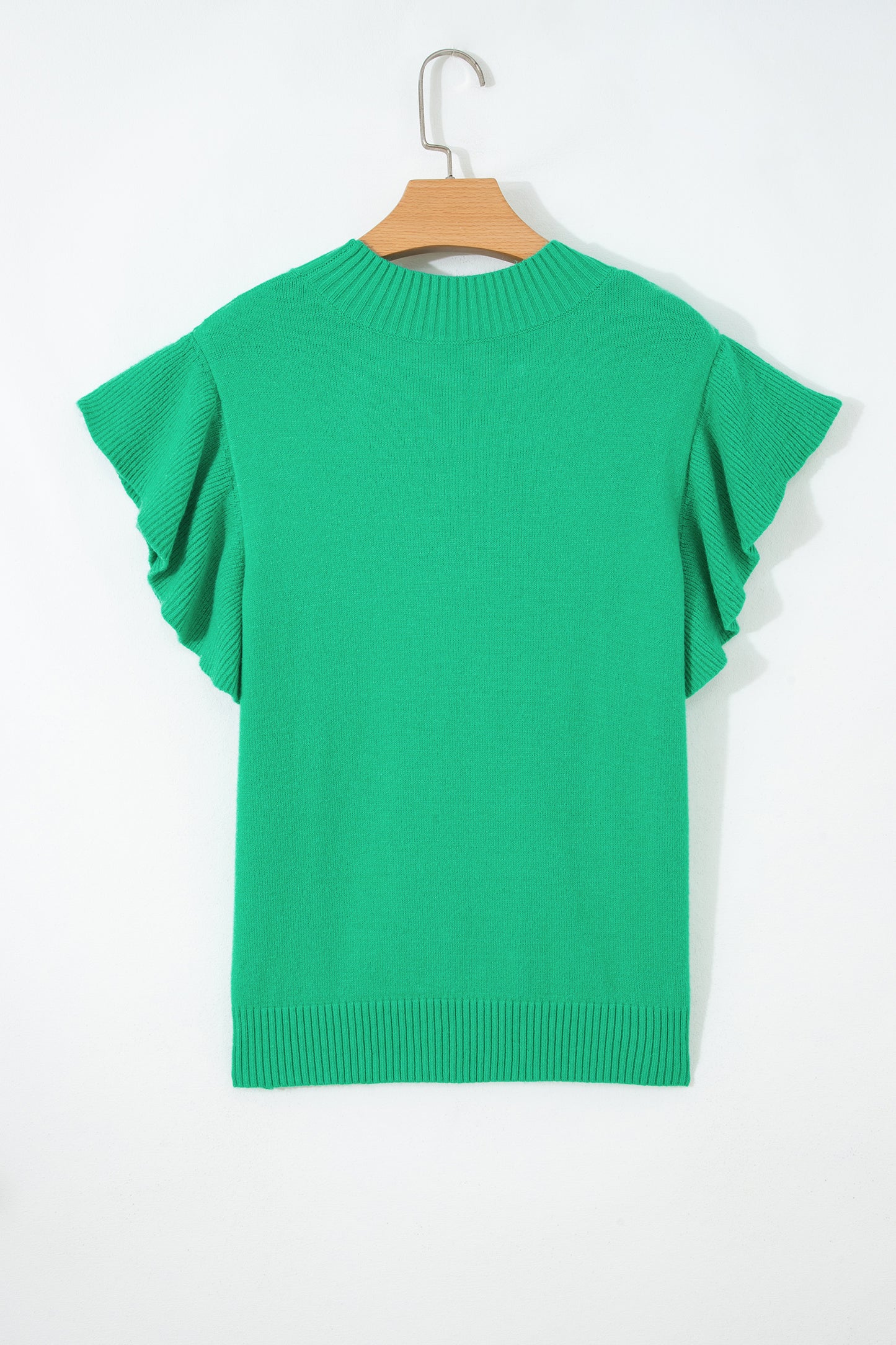 Ribbed Ruffle Sleeve Sweater