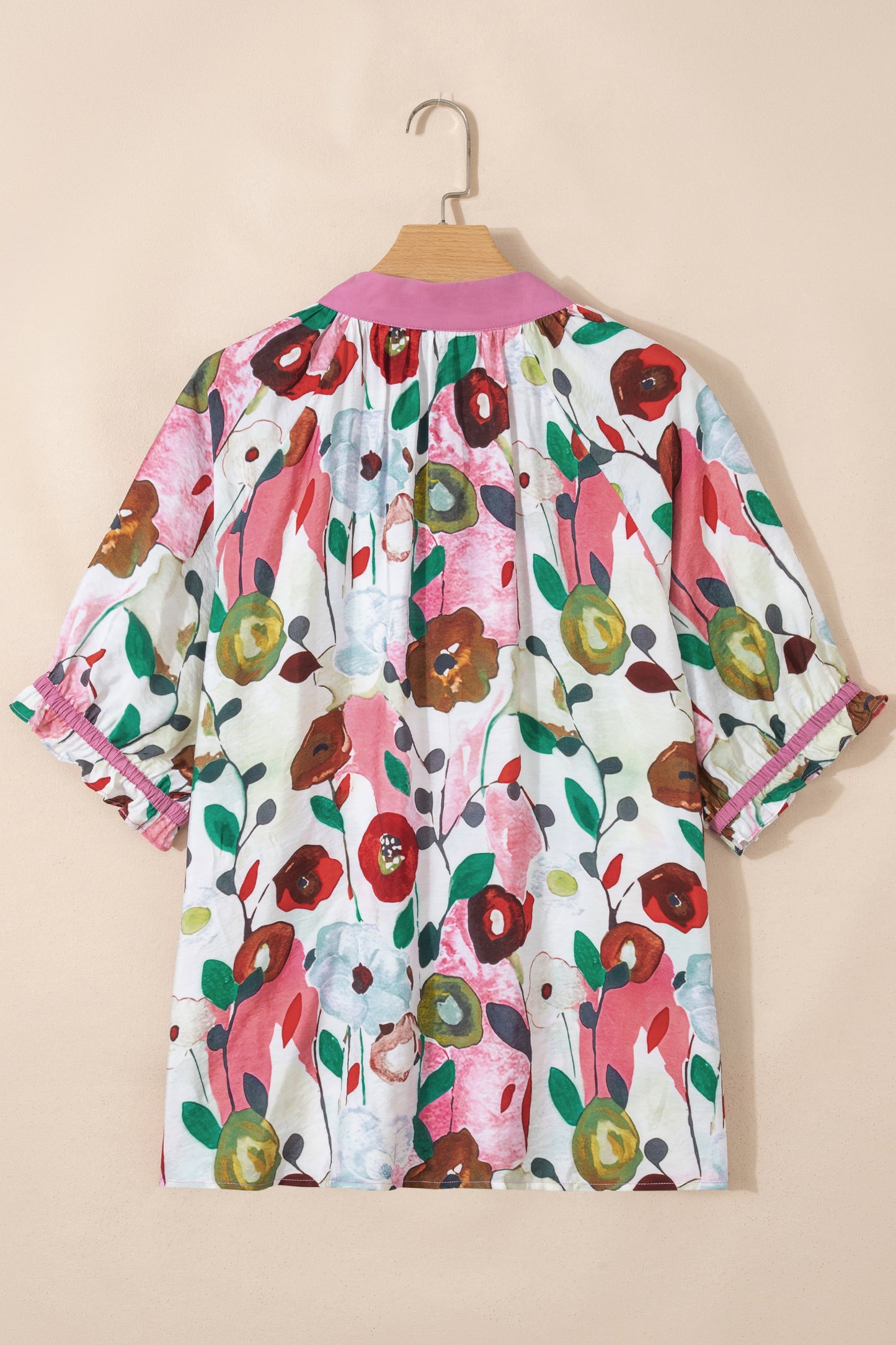 Puff Sleeve Floral Blouse in Plus Size