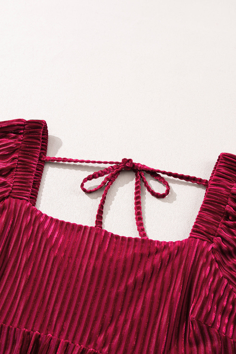 Red Tie Back Velvet Babydoll Dress