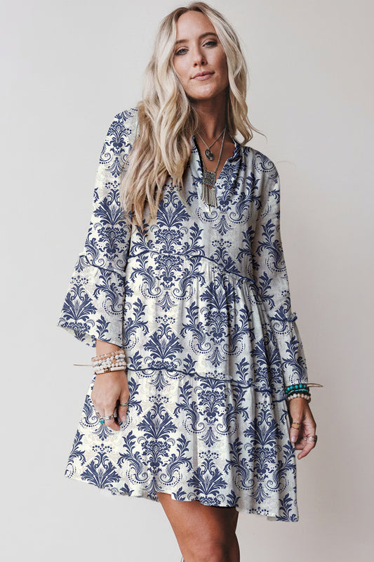 Boho Floral Print Mini Dress