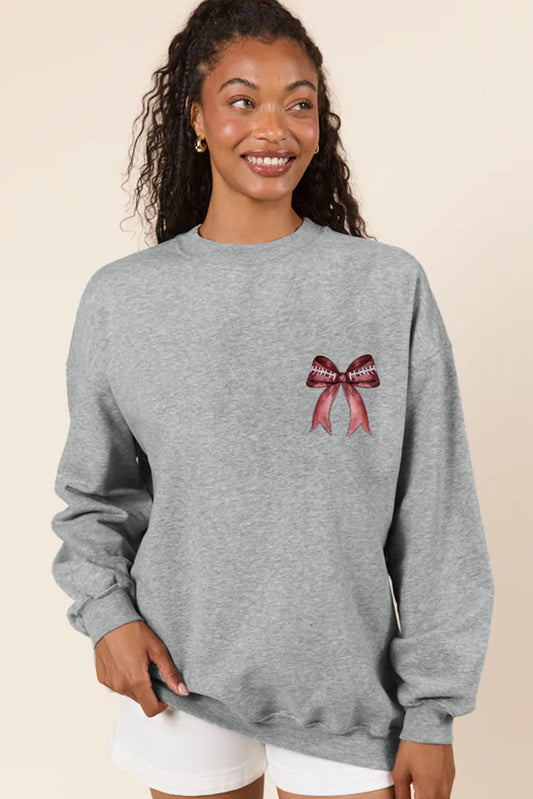 Football Bow Pullover Sweatshirt