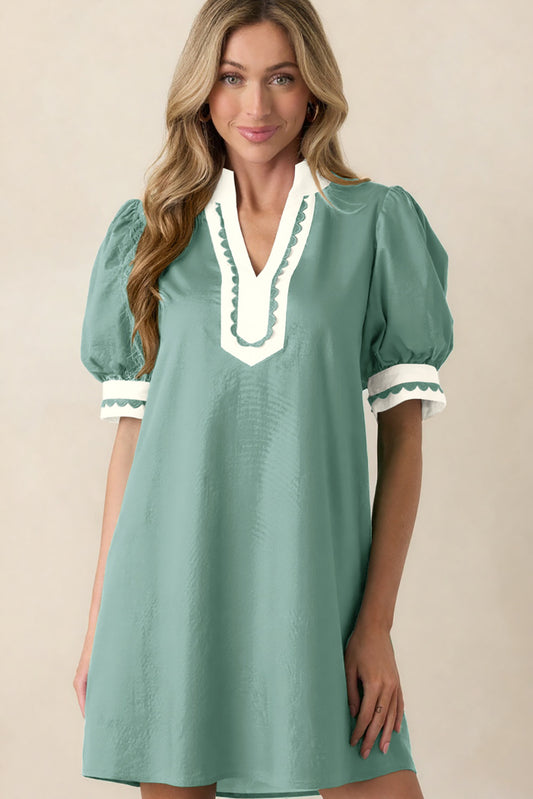 Kallie Scalloped Trim Mini Dress